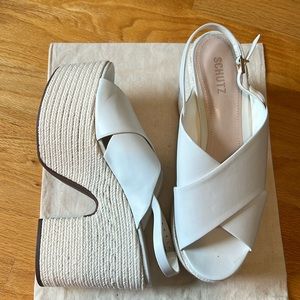 Tall Schutz white rope platform heel brand new condition